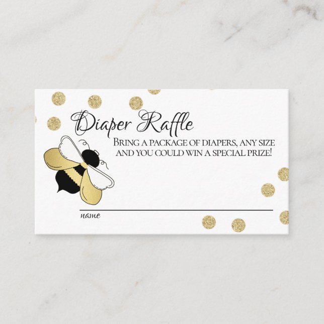 Tarjeta De Recepción Bumble Bee Baby Diaper Raffle (Anverso)
