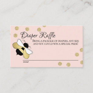 Tarjeta De Recepción Bumble Bee Baby Diaper Raffle Pink