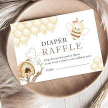Bumble Bee Baby Shower Diaper Raffle Card