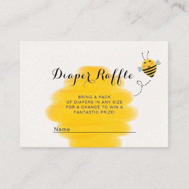 Tarjeta De Recepción Bumble Bee Yellow Baby Shower Diaper Raffle (Anverso)