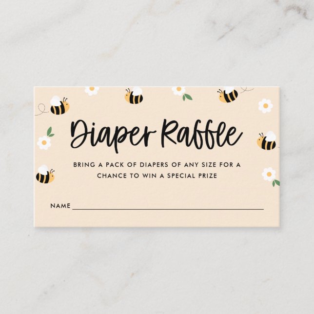 Tarjeta De Recepción Bumblebee Baby Shower Diaper Raffle (Anverso)