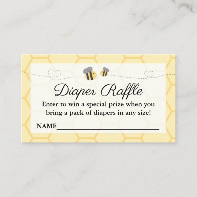 Tarjeta De Recepción Bumblebee Baby Shower Diaper Raffle Insert (Anverso)
