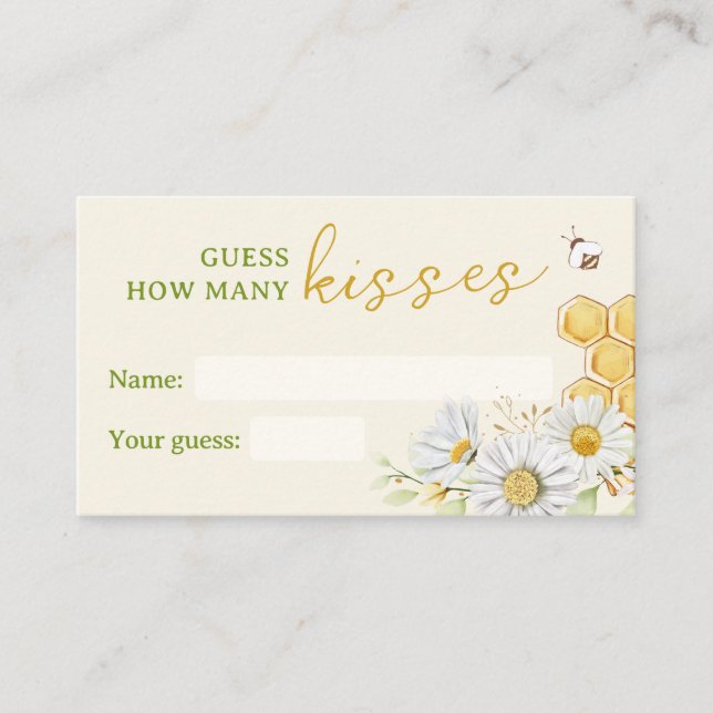 Tarjeta De Recepción Bumblebee: ¿Cuántos Besos adivinan el juego del be (Anverso)