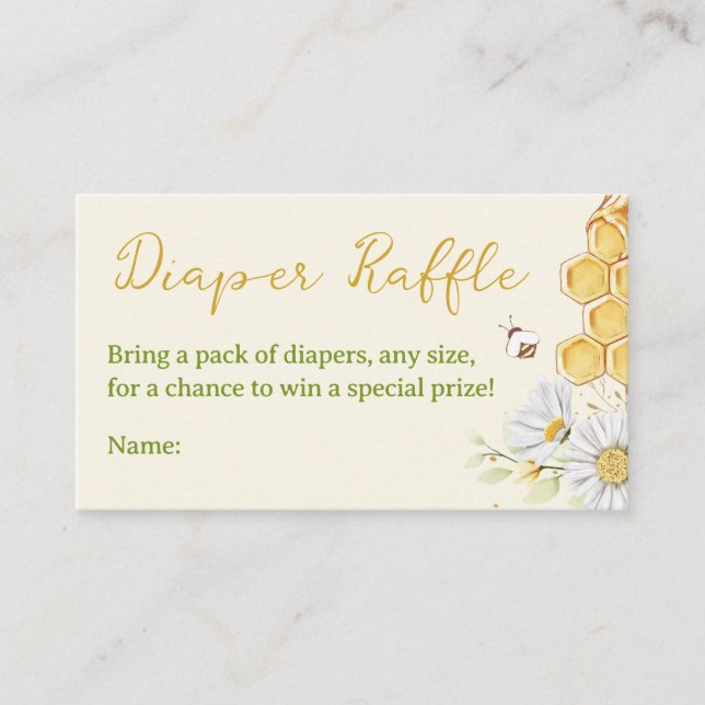 Tarjeta De Recepción Bumblebee Diaper Raffle Ticket Baby Shower amarill (Anverso)