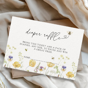 Tarjeta De Recepción Bumblebee Wildflower Baby Shower Diaper Raffle