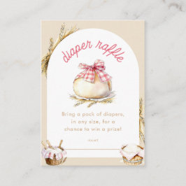 Tarjeta De Recepción Bun In The Oven Pink Gingham Bow Diaper Raffle