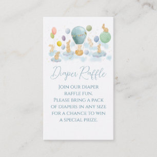Tarjeta De Recepción Bunny and Air Balloon Baby Shower Diaper Raffle