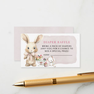 Tarjeta De Recepción Bunny Baby Shower Chica Diaper Raffle