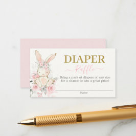 Tarjeta De Recepción Bunny Baby Shower Chica Diaper Raffle Card