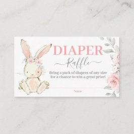 Tarjeta De Recepción Bunny Baby Shower Chica Diaper Raffle Card