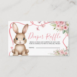 Tarjeta De Recepción Bunny Baby Shower Girl Pink Floral Diaper Raffle