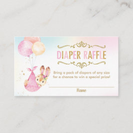 Tarjeta De Recepción Bunny Balloons Baby Shower Diaper Raffle Ticket