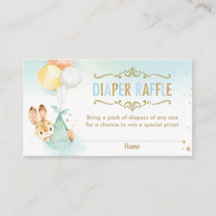 Tarjeta De Recepción Bunny Balloons Baby Shower Diaper Raffle Ticket