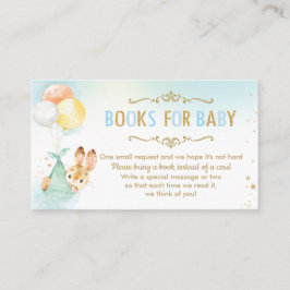 Tarjeta De Recepción Bunny Balloons Baby Shower trae un libro