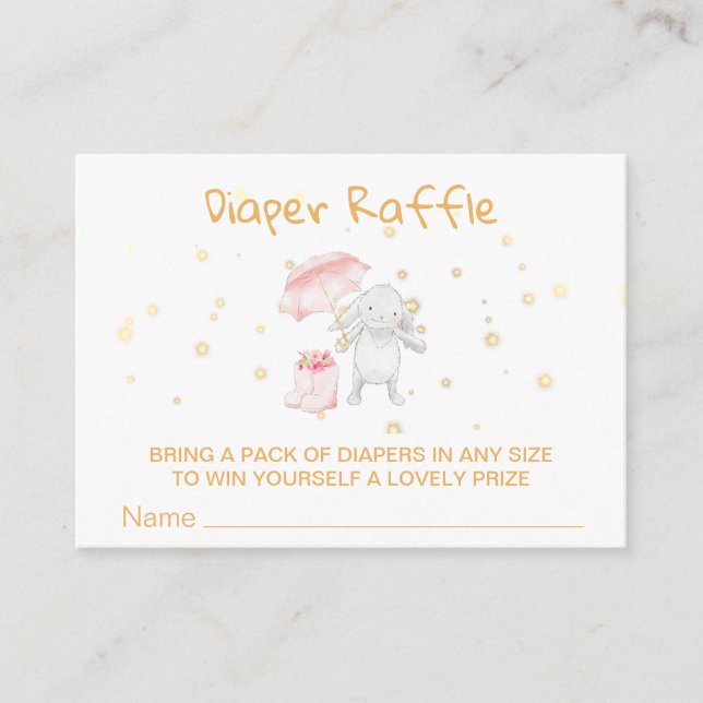 Tarjeta De Recepción *~* Bunny Boots Parrella PINK Diaper Raffle (Anverso)