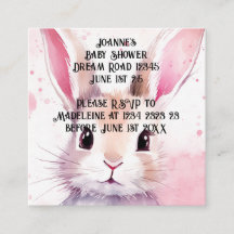 Bunny Cute Watercolor Ducha bebé rosa