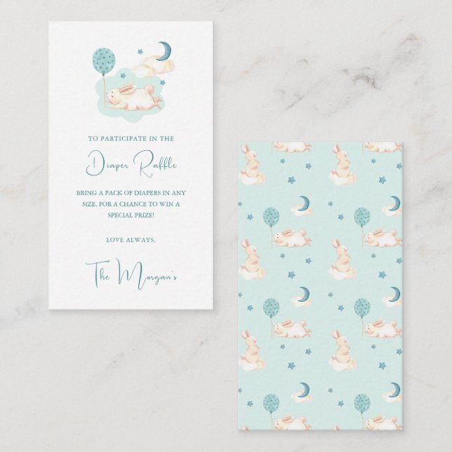 Tarjeta De Recepción Bunny Dreams Blue Baby Shower (Anverso / Reverso)