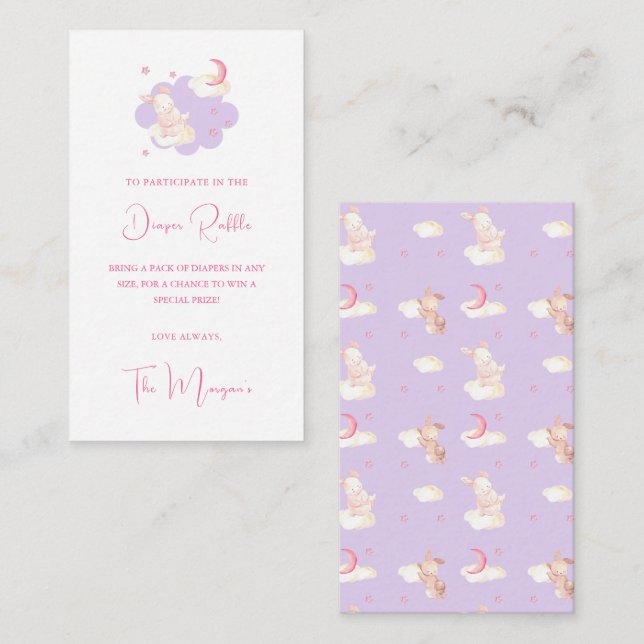 Tarjeta De Recepción Bunny Dreams Purple Baby Shower (Anverso / Reverso)