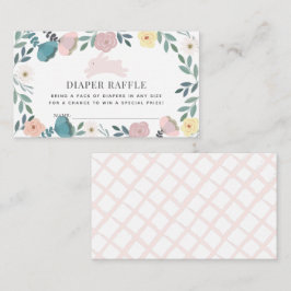 Tarjeta De Recepción Bunny Floral Baby Shower Diaper Raffle Ticket