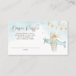 Tarjeta De Recepción Bunny Pilot Airplane Baby Shower Diaper Raffle