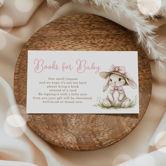 Tarjeta De Recepción Bunny Pink Bow Baby Shower Books for Baby (Subido por el creador)