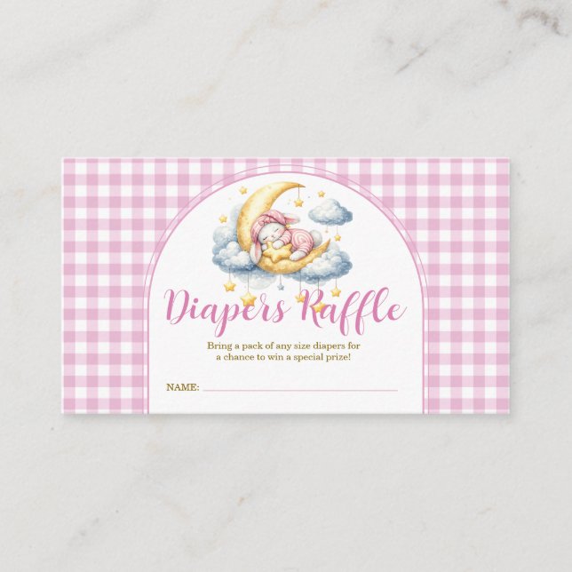 Tarjeta De Recepción Bunny Pink Boy Girl Baby Shower Diapers Raffle (Anverso)