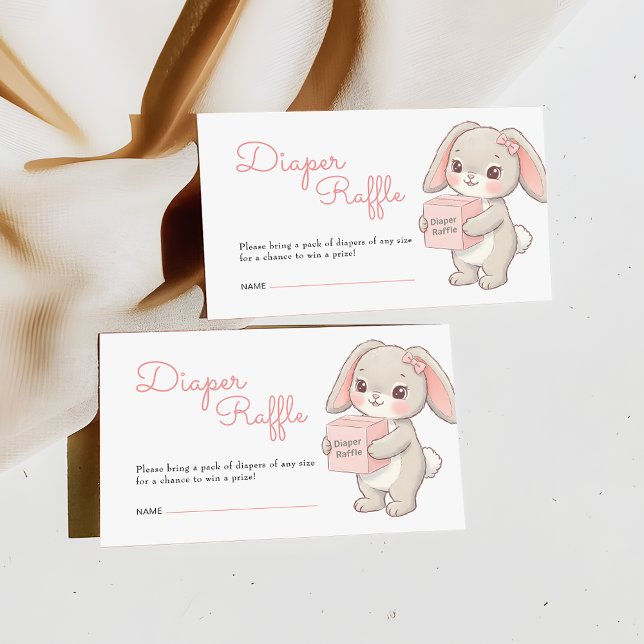 Tarjeta De Recepción Bunny Rubor Pink Baby Shower Diaper Raffle Ticket (Subido por el creador)