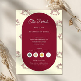Tarjeta De Recepción Burgundy and Ivory Arch  Wedding Details Card