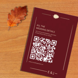 Tarjeta De Recepción Burgundy Autumn Wedding Details