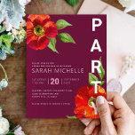 Tarjeta De Recepción Burgundy Bat Mitzvah Floral Watercolor Negrita Mod<br><div class="desc">Estar orgulloso, regocijarse y celebrar este hito de su Bat Mitzvah favorito con este sofisticado y personalizado inserto con información adicional para su evento! Una moda, una impresionante acuarela floral de estilo moderno san serif, domina el fondo borgoñón. Personalice el texto del personalizado con el nombre, fecha y lugar de...</div>