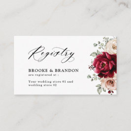 Tarjeta De Recepción Burgundy Champagne Registro de Bodas de Ivory Mauv