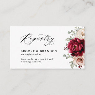 Tarjeta De Recepción Burgundy Champagne Registro de Bodas de Ivory Mauv