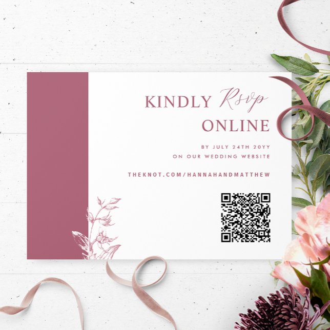 Tarjeta De Recepción Burgundy Elegant Código QR Boda RSVP (Subido por el creador)