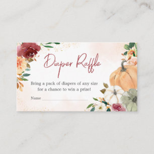Tarjeta De Recepción Burgundy Fall Floral Calabaza Diaper Raffle