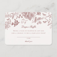 Burgundy Fall Toile De Jouy Diaper Raffle Insert