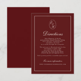 Tarjeta De Recepción Burgundy Fall Wedding Directions Card