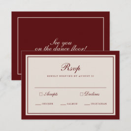 Tarjeta De Recepción Burgundy Fall Wedding RSVP Card