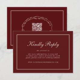 Tarjeta De Recepción Burgundy Fall Wedding RSVP Online Enclosure Card