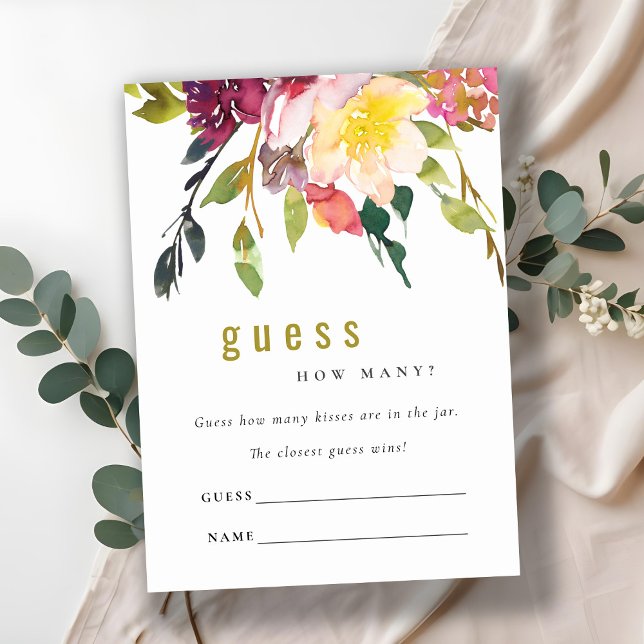 Tarjeta De Recepción Burgundy Floral adivina cuántas cartas de juego de (Subido por el creador)