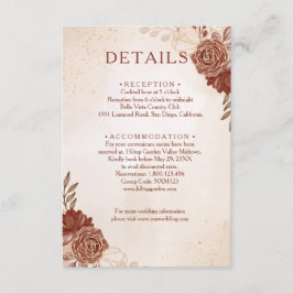 Tarjeta De Recepción Burgundy & Gold Floral Wedding Enclosure Card