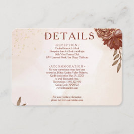 Tarjeta De Recepción Burgundy & Gold Floral Wedding Enclosure Card