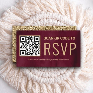 Tarjeta De Recepción Burgundy Gold Online QR Code RSVP Boda sitio web