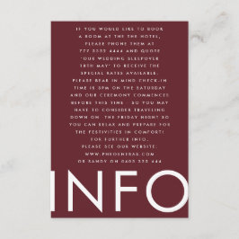 Tarjeta De Recepción Burgundy Maroon Moderno Negrita Gran Monograma Bod