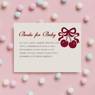 Tarjeta De Recepción Burgundy Pink Cherry Baby Shower Book