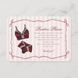 Tarjeta De Recepción Burgundy Red Lingerie Shower Panties Please