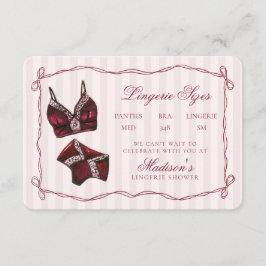 Tarjeta De Recepción Burgundy Red Lingerie Sizes Shower Bow