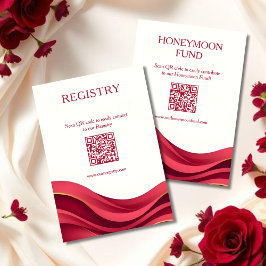 Tarjeta De Recepción Burgundy Registry & Honeymoon Fund