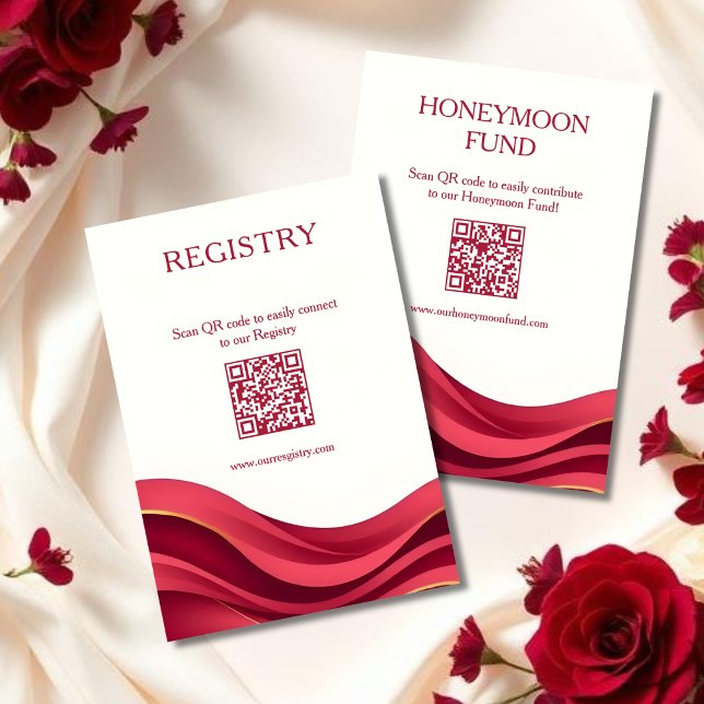 Tarjeta De Recepción Burgundy Registry & Honeymoon Fund (Burgundy Registry & Honeymoon Fund Enclosure Card )