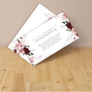 Tarjeta De Recepción Burgundy Rosa Polvoriento Floral Solicitud de Rece