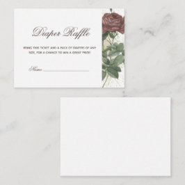 Tarjeta De Recepción Burgundy Rustic Floral Moderno Diaper Raffle Baby